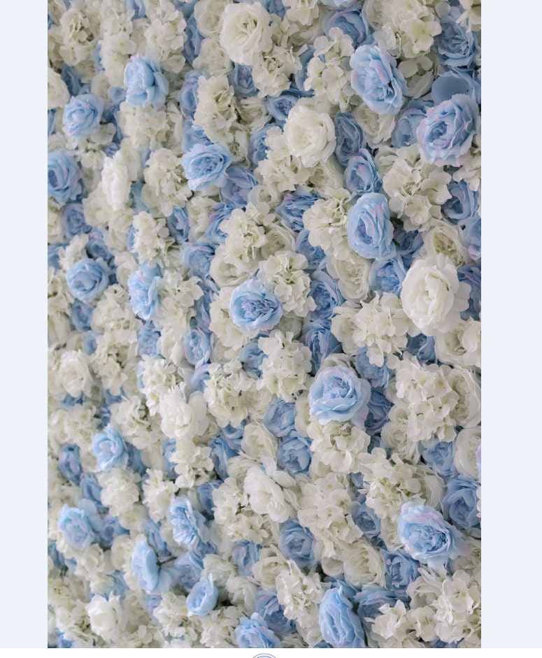 New Design Baby Blue Flower Wall For Wedding Arrangement Event Salon Party Photography Backdrop Fabric Rolling Up Curtain Fabric Cloth