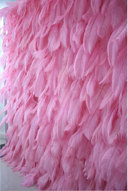 New Arrival  Pink Feather Wall For Wedding Arrangement Anniversary Salon Party Photography Backdrop Fabric Rolling Up Curtain Cloth