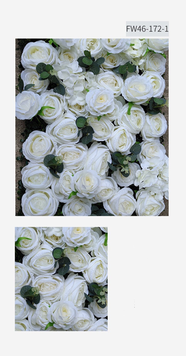 White Rose Penoy Wedding Flower Wall  For Romantic Photography Backdrop Baby Shower Salon Special Event Fake Floral Panel 15.75x23.62inch