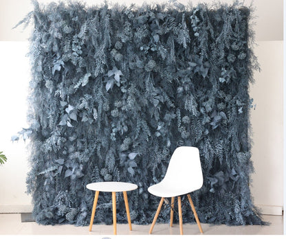 Haze Blue Color Misty Smog Pampas Wall For Wedding Arrangement Event Salon Party Photography Backdrop Fabric Rolling Up Curtain Fabric Cloth