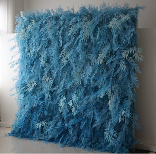 Gradual Blue Misty Smog Pampas Wall For Wedding Arrangement Event Salon Party Photography Backdrop Fabric Rolling Up Curtain Fabric Cloth