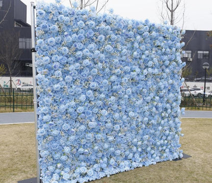 New Design Baby Breath Blue Flower Wall For Wedding Arrangement Event Party Photography Backdrop Fabric Rolling Up Curtain Fabric Cloth