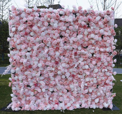 New Design Blush Pink Flower Wall For Wedding Arrangement Event Salon Party Photography Backdrop Fabric Rolling Up Curtain Fabric Cloth