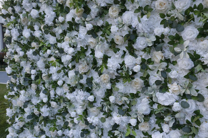 White Flower Wall Green Plants Wall For Wedding Arrangement Event Salon Party Photography Backdrop Fabric Rolling Up Curtain Fabric Cloth