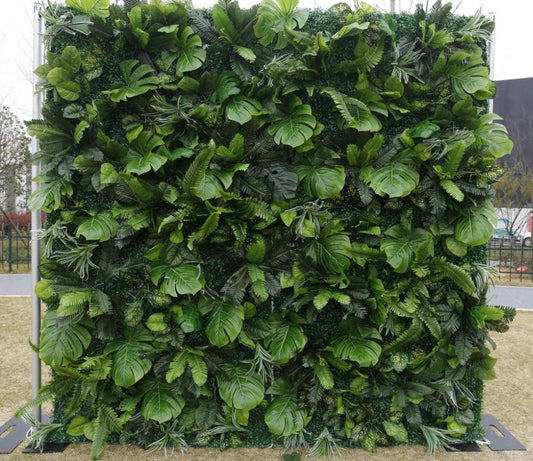 Artificial Monstera Palm Leaf Boston Fern Plant Wall For Wedding Arrangement Garden Party Backdrop Fabric Rolling Up Curtain Fabric Cloth