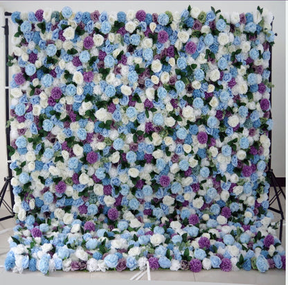 Neues Design, blaue Blumenwand für Hochzeit, Fotografie, Hintergrund, besondere Veranstaltung, Salon, Party, Arrangement, Stoff, aufrollbar, Vorhangstoff, Tuch