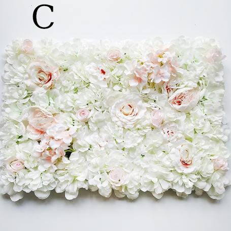 Simulation Blumenwand für Hochzeit, romantische Fotografie-Hintergrund, Brautparty, besondere Veranstaltung, arrangierte Blumenpaneele, 40 x 60 cm, 4 Farben