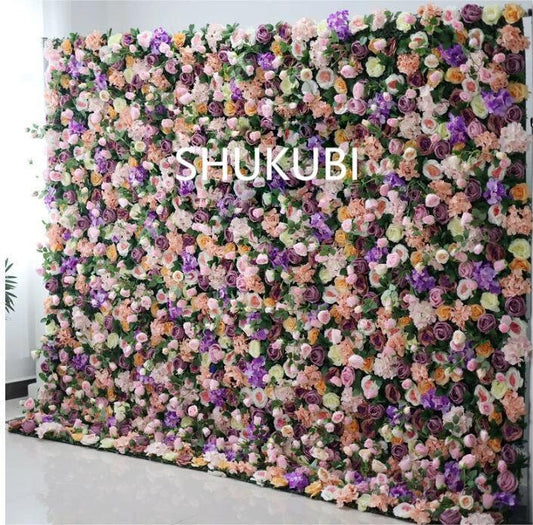 3D Romantic Flower Green Plants Wall For Wedding Arrangement Event Salon Party Photography Backdrop Fabric Rolling Up Curtain Fabric Cloth