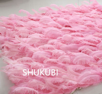 New Arrival  Pink Feather Wall For Wedding Arrangement Anniversary Salon Party Photography Backdrop Fabric Rolling Up Curtain Cloth