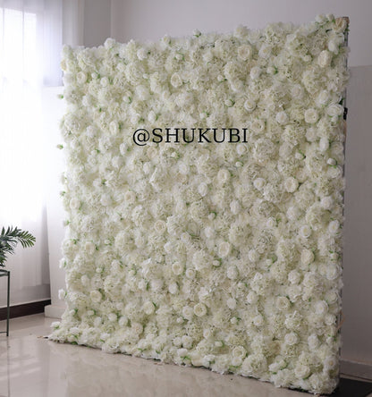 New Design Whole White Flower Wall For Wedding Arrangement Event Salon Party Photography Backdrop Fabric Rolling Up Curtain Fabric Cloth