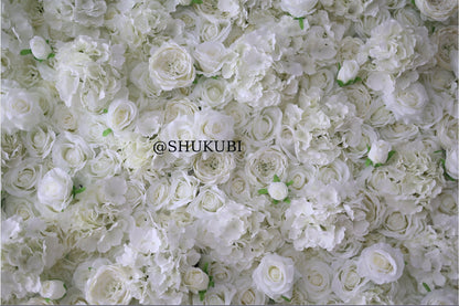 New Design Whole White Flower Wall For Wedding Arrangement Event Salon Party Photography Backdrop Fabric Rolling Up Curtain Fabric Cloth