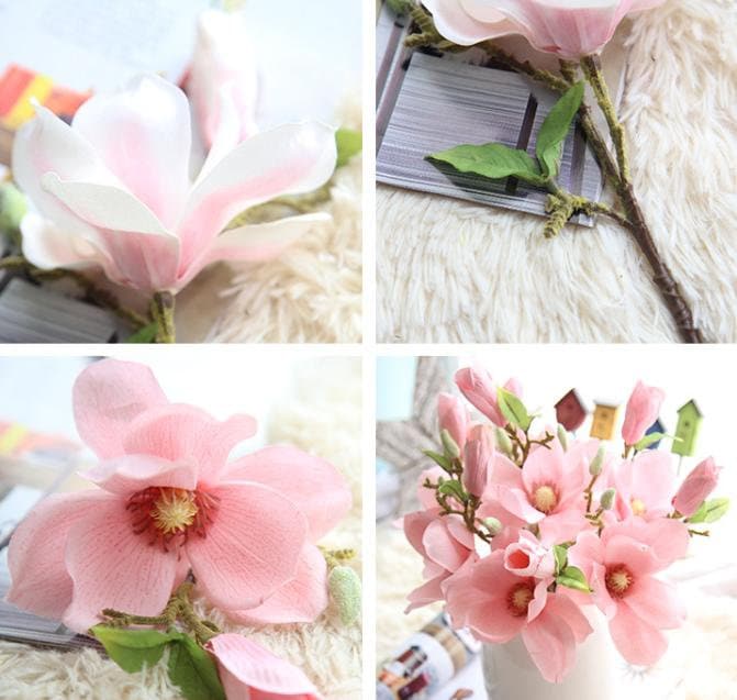 New Arrival 5 Stems Artificial  Magnolia Grandiflora  Orchid Wedding Home Decoration Floral Table Centerpieces Ceremony Reception