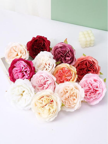 Wholesale 100 pcs Artificial Simulation Silk Camellia Peony Austin Rose Wedding Flower Diam.12cm DIY Special Event Decor Accessory Floral