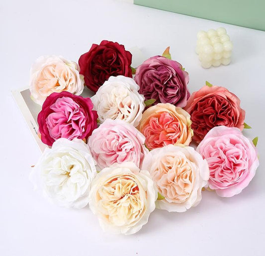 Großhandel 100 Stück künstliche Simulation Seide Kamelie Pfingstrose Austin Rose Hochzeit Blume Durchmesser 12 cm DIY besonderes Event Dekor Zubehör Blumen