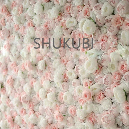 New Design Baby Pink Rose Peony Flower Wall For Wedding Arrangement Salon Party Photography Backdrop Fabric Rolling Up Curtain Fabric Cloth