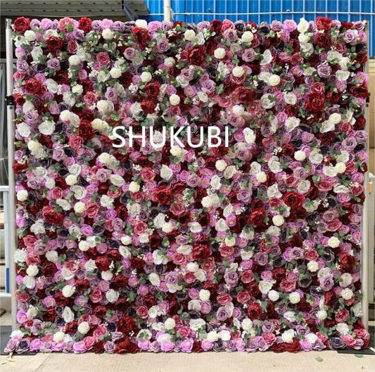 Summer Romantic Flower Wall For Wedding Arrangement Event Salon Party Photography Backdrop Fabric Rolling Up Curtain Fabric Cloth