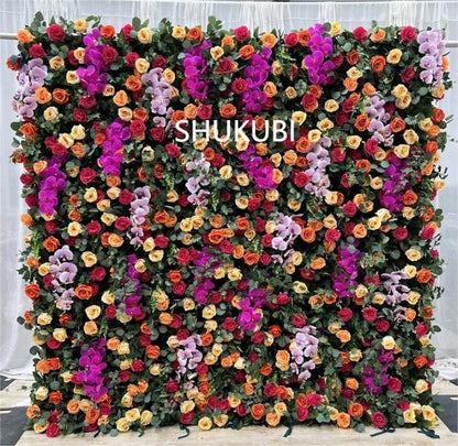 Indian Style Floral Wall Green Plants For Wedding Arrangement Event Salon Party Photography Backdrop Fabric Rolling Up Curtain Fabric Cloth