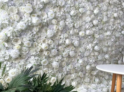 New Design Full White Flower Wall For Wedding Arrangement Event Salon Party Photography Backdrop Fabric Rolling Up Curtain Fabric Cloth