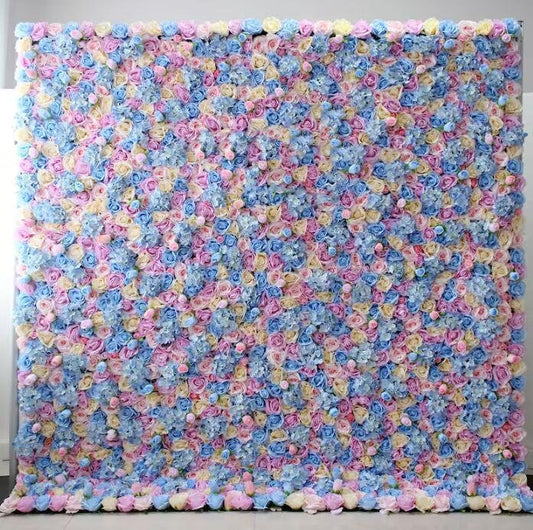 Baby Pink Blue Flower Wall For Wedding Arrangement Event Salon Party Photography Backdrop Fabric Rolling Up Curtain Fabric Cloth