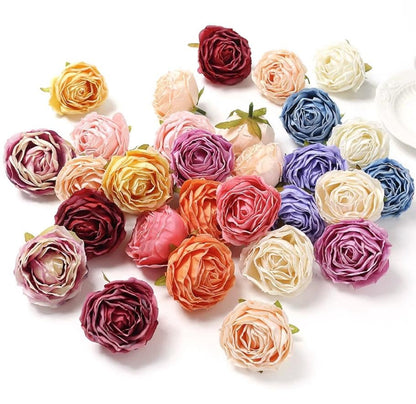 New Arrival Artificial Simulation Silk Rose Wedding Flower Diam.6cm DIY Special Event Backdrop Decor Accessory Floral 30 pcs