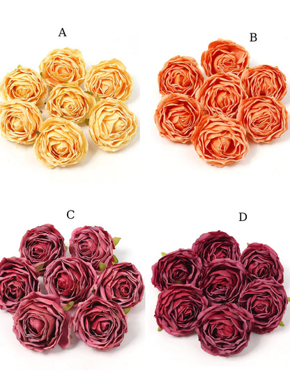 New Arrival Artificial Simulation Silk Rose Wedding Flower Diam.6cm DIY Special Event Backdrop Decor Accessory Floral 30 pcs