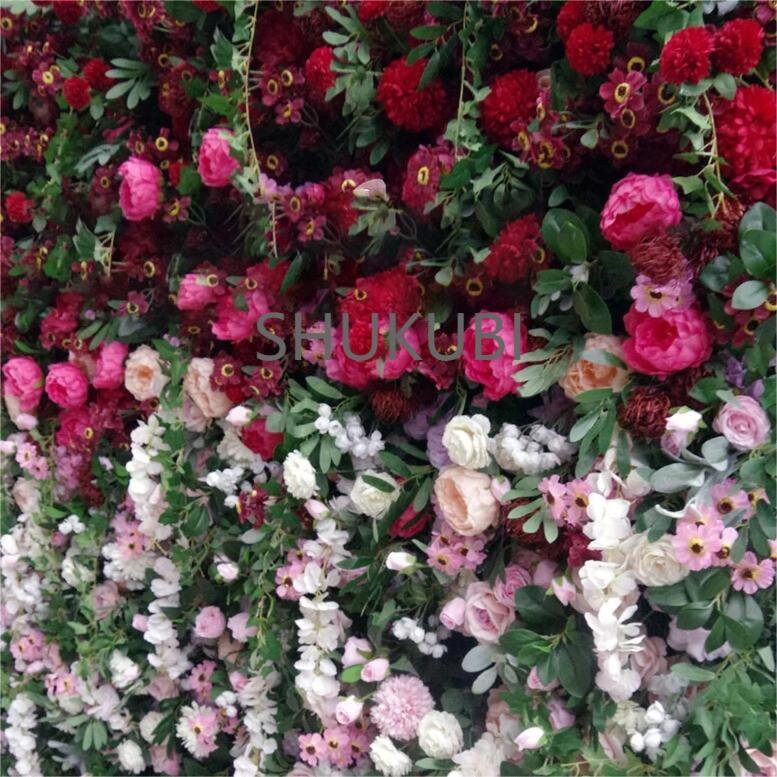 New Design Rose Green Plant Vine Wall For Wedding Arrangement Event Salon Party Photography Backdrop Fabric Rolling Up Curtain Fabric Cloth