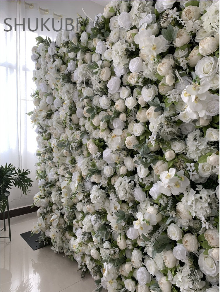 5D Peony Flower Wall For Wedding Arrangement Special Event Salon Photography Backdrop Fabric Rolling Up Curtain Fabric Cloth