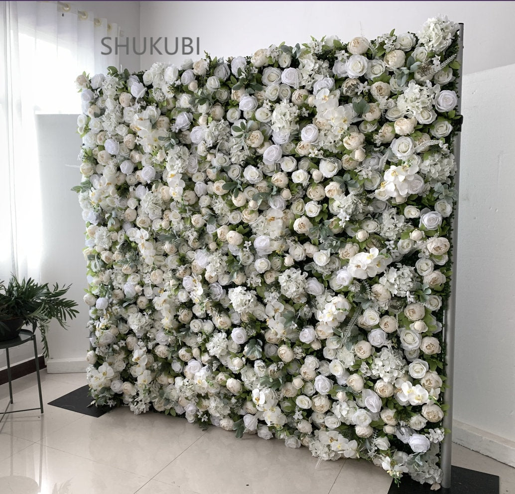 5D Peony Flower Wall For Wedding Arrangement Special Event Salon Photography Backdrop Fabric Rolling Up Curtain Fabric Cloth
